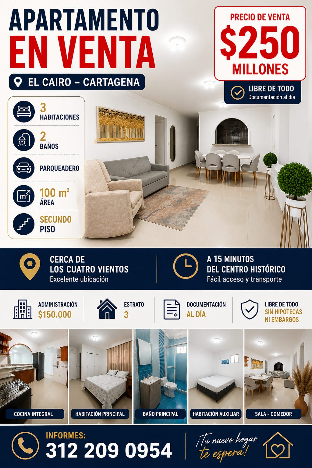 VENDO APARTAMENTO EN EL CAIRO PISO 2 CON PARQUEADERO 